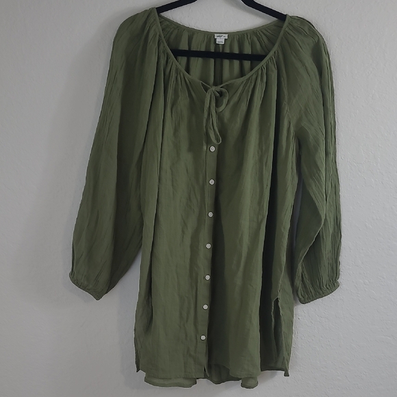 aerie Tops - Aerie Olive Green Women's  Earty Light Natural Material Oversized Top S/P
